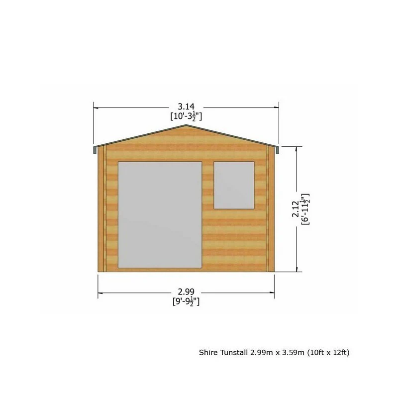 Shire Tunstall 9' 9" x 11' 9" Apex Log Cabin - Premium 70mm Cladding Tongue & Groove - Image 3
