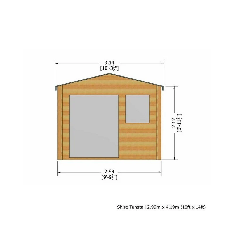 Shire Tunstall 9' 9" x 13' 8" Apex Log Cabin - Premium 70mm Cladding Tongue & Groove - Image 3