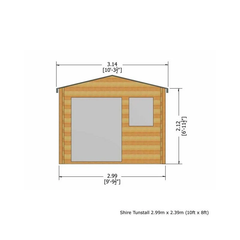 Shire Tunstall 9' 9" x 7' 10" Apex Log Cabin - Premium 44mm Cladding Tongue & Groove - Image 2
