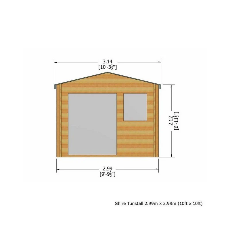 Shire Tunstall 9' 9" x 9' 9" Apex Log Cabin - Premium 44mm Cladding Tongue & Groove - Image 3