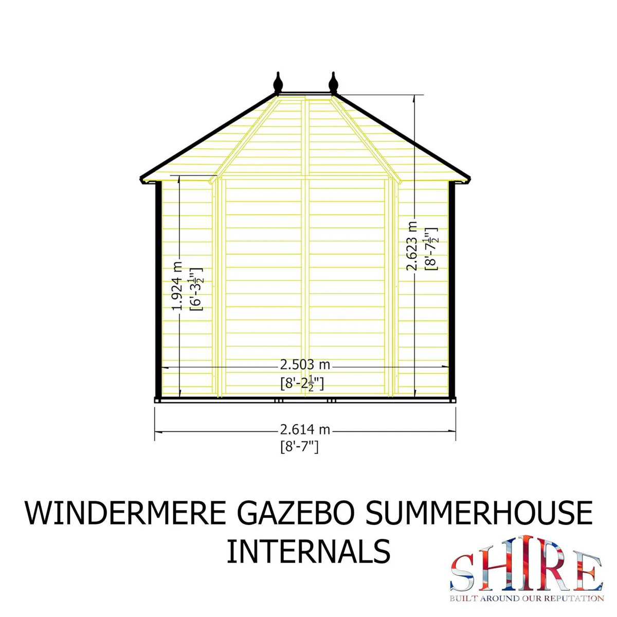 Shire Windermere 6' 10" x 9' 4" Hexagonal Hip Summerhouse - Premium Dip Treated Shiplap - Image 10