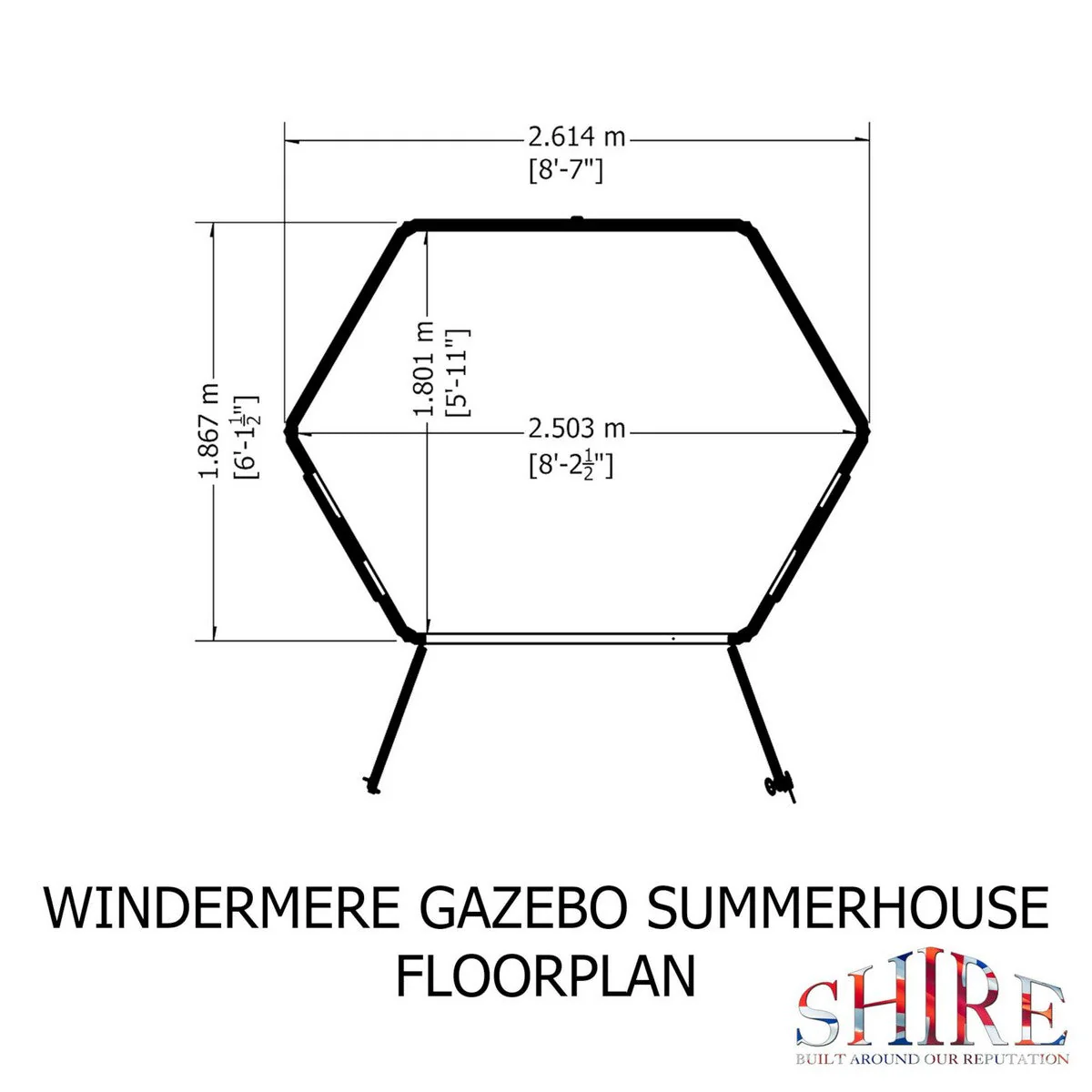 Shire Windermere 6' 10" x 9' 4" Hexagonal Hip Summerhouse - Premium Dip Treated Shiplap - Image 11