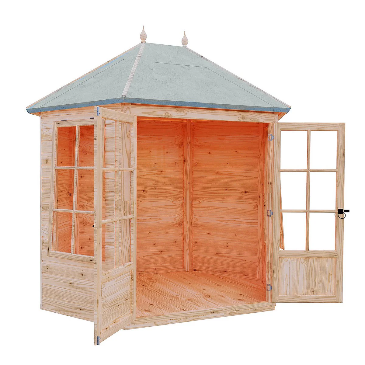 Shire Windermere 6' 10" x 9' 4" Hexagonal Hip Summerhouse - Premium Dip Treated Shiplap - Image 2