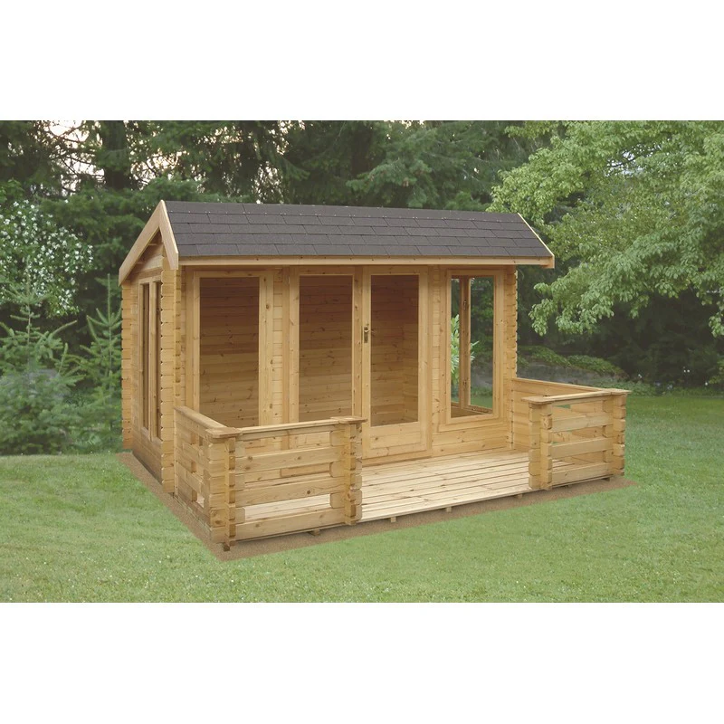 Shire Wykenham 13' 8" x 13' 8" Reverse Offset Apex Log Cabin - Premium 44mm Cladding Tongue & Groove - Image 2