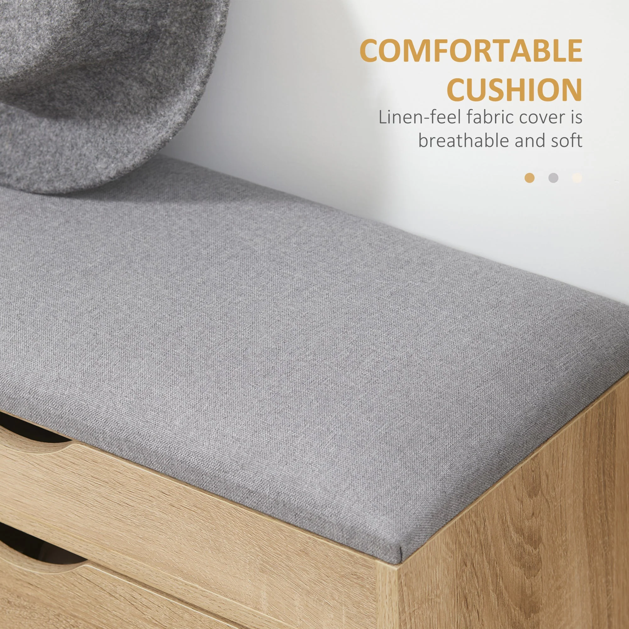 Shoe Bench with Cushion for 4 Pair of Shoes - Image 5