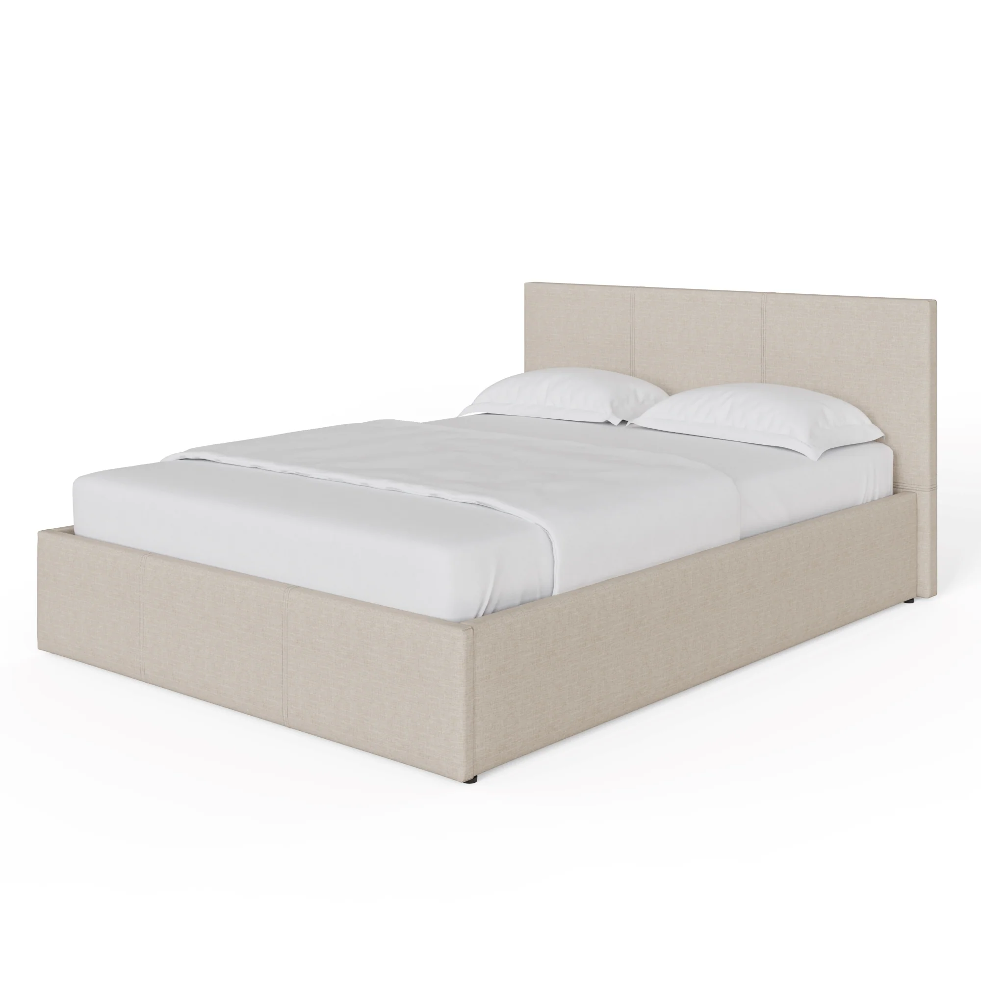 Side Lift King Size Ottoman Bed Metal & Wood Natural 5 x 7ft