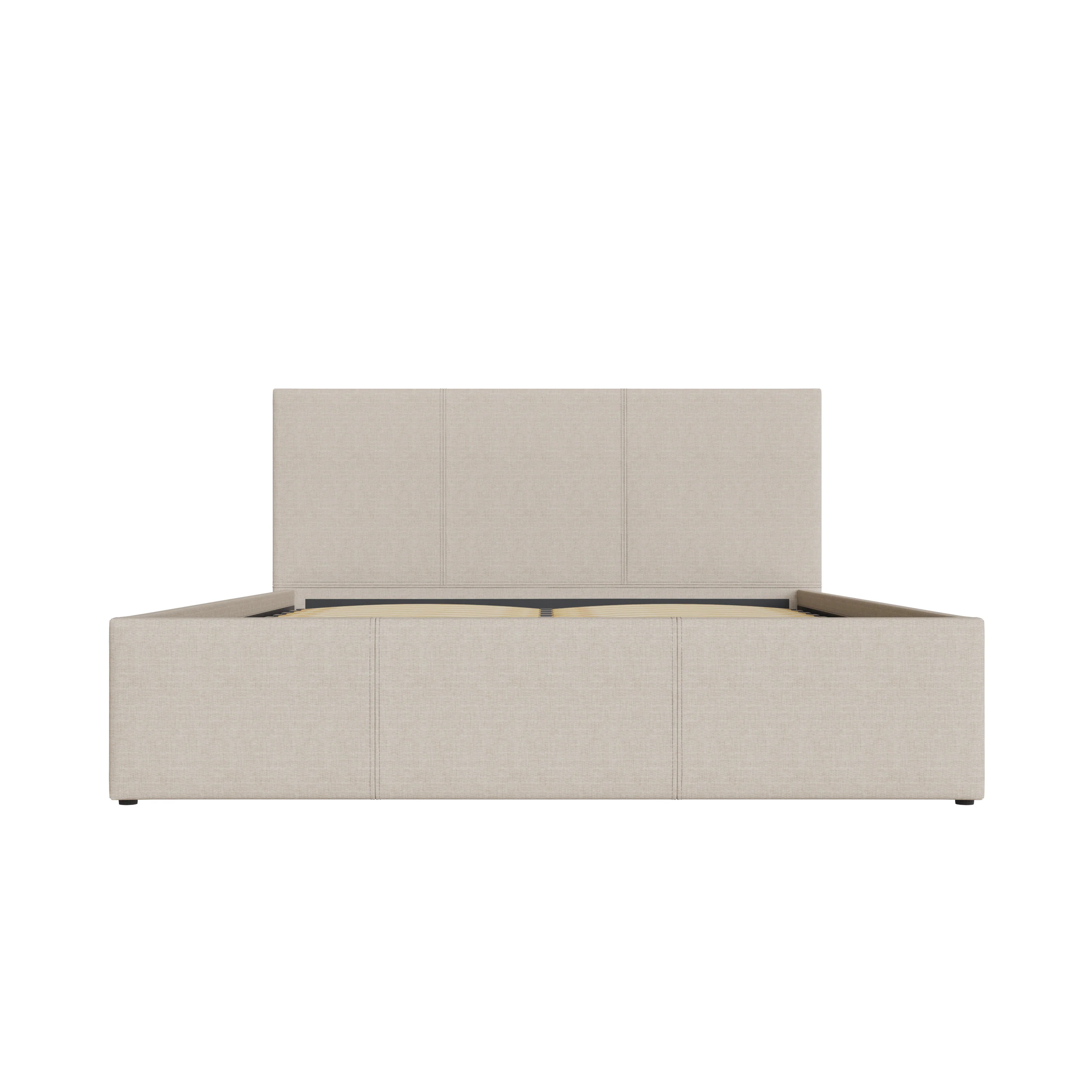 Side Lift King Size Ottoman Bed Metal & Wood Natural 5 x 7ft - Image 3