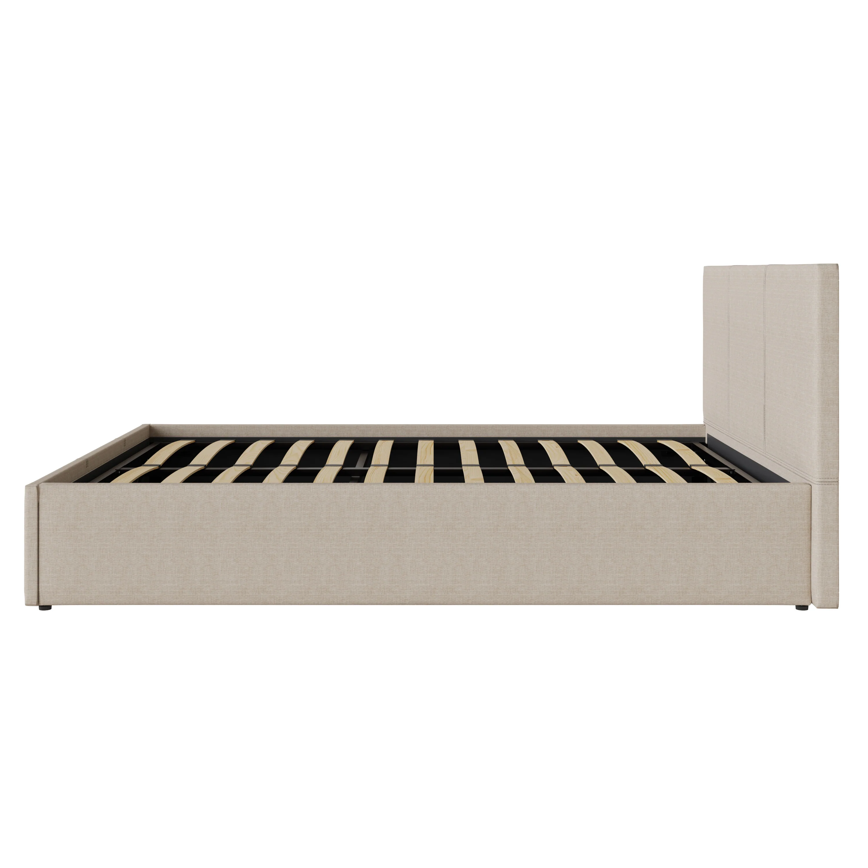 Side Lift King Size Ottoman Bed Metal & Wood Natural 5 x 7ft - Image 4
