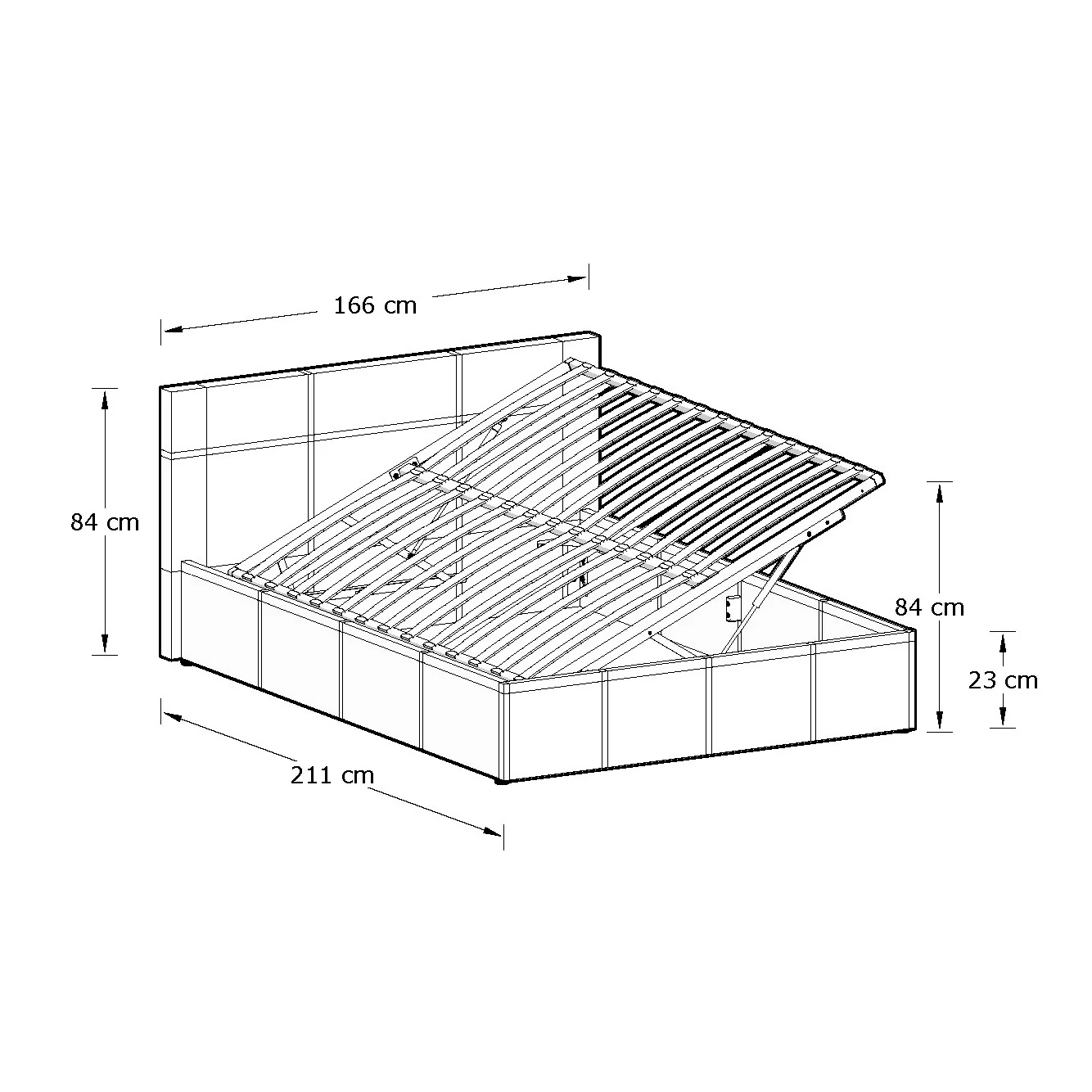 Side Lift King Size Ottoman Bed Metal & Wood Natural 5 x 7ft - Image 6