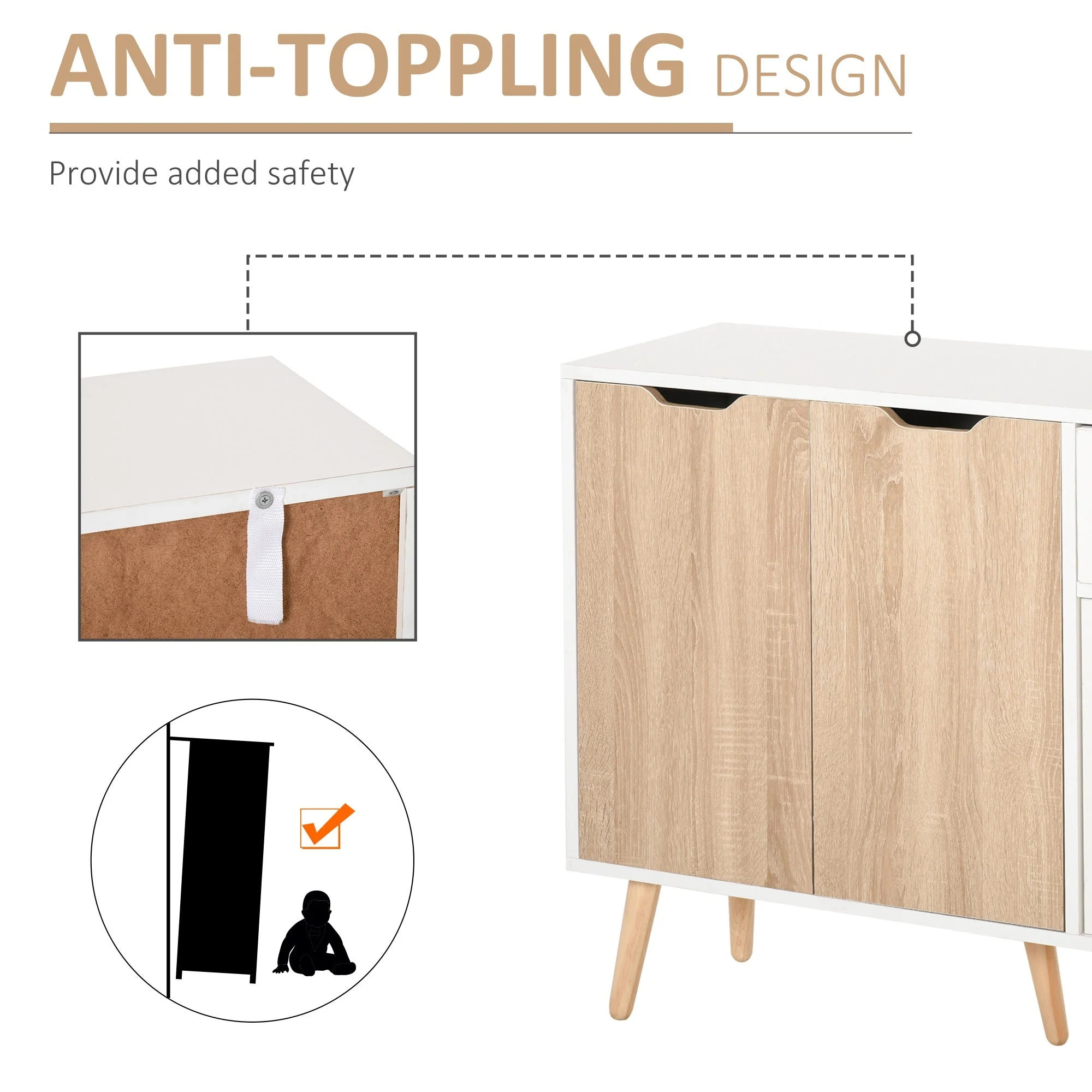 Sideboard Floor Standing Storage Cabinet with Drawer for Bedroom - Image 5