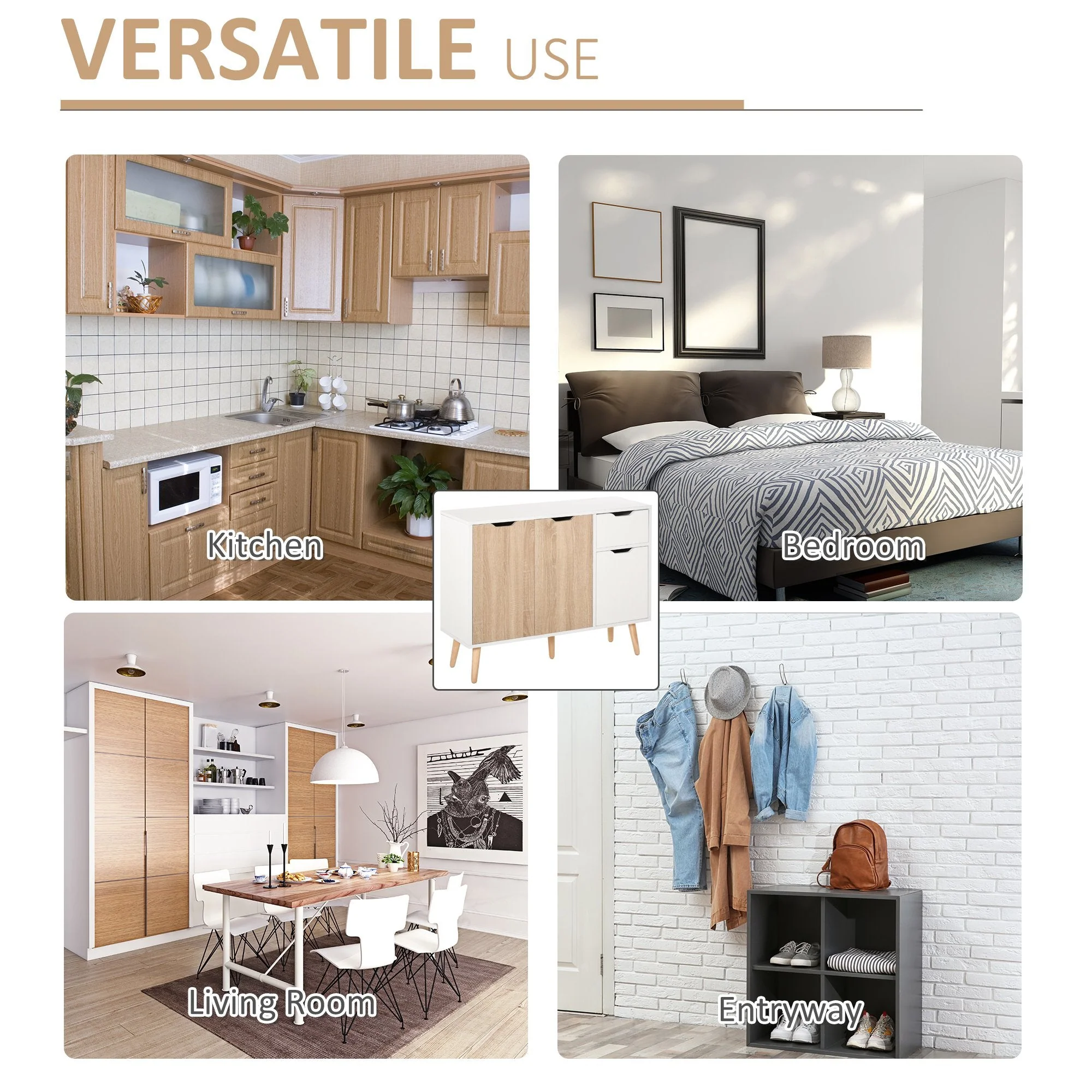 Sideboard Floor Standing Storage Cabinet with Drawer for Bedroom - Image 7