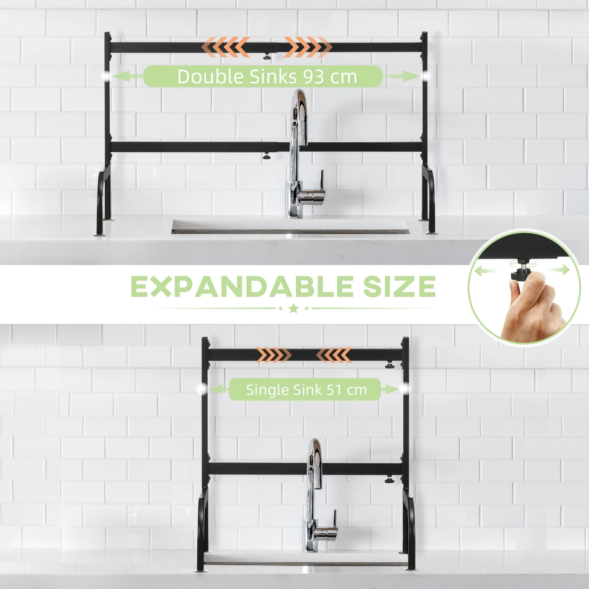 Space Saving 2 Tier Adjustable Dish Drainer Over The Sink Dish Drying Rack - Image 5