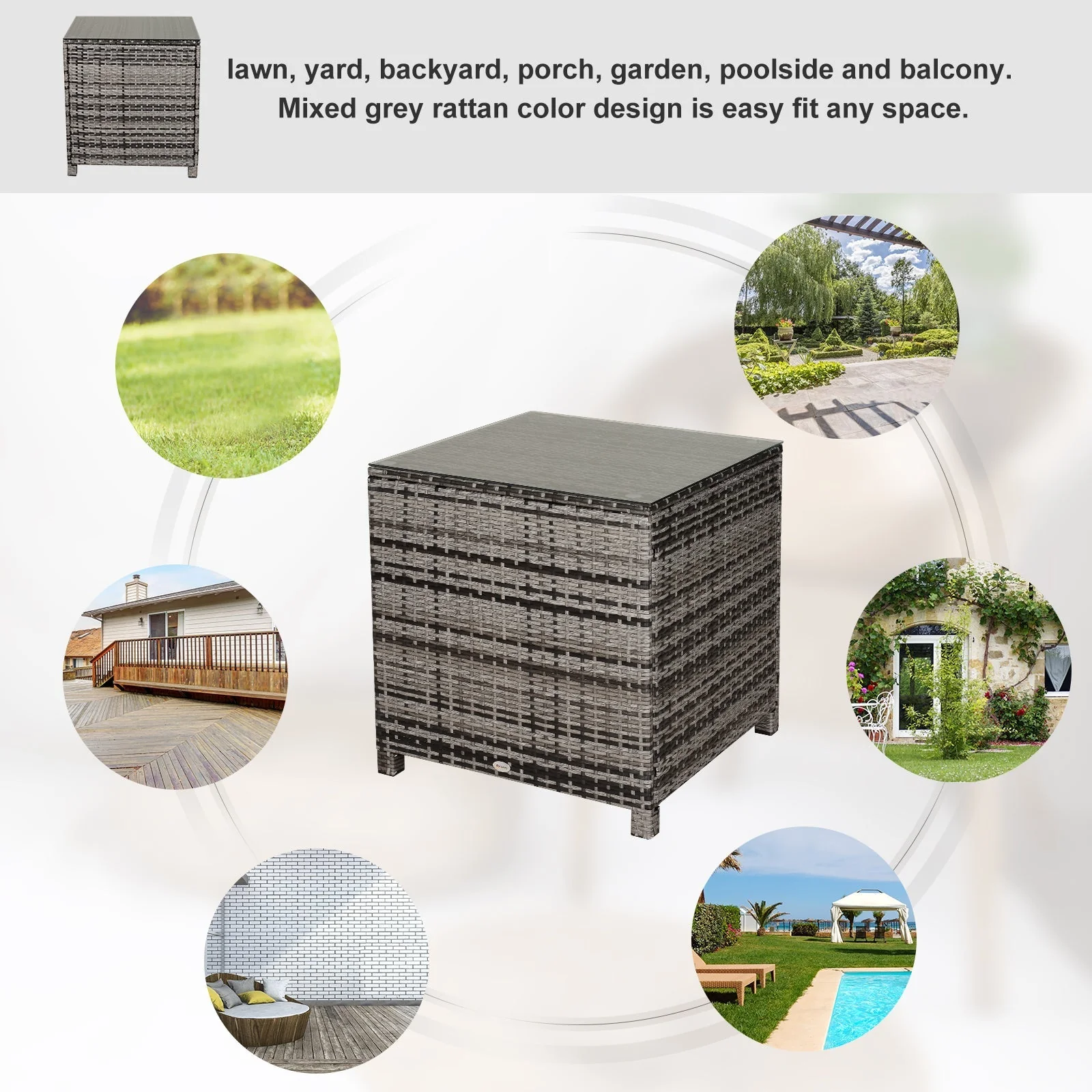 Square PE Rattan Garden Table - Image 6