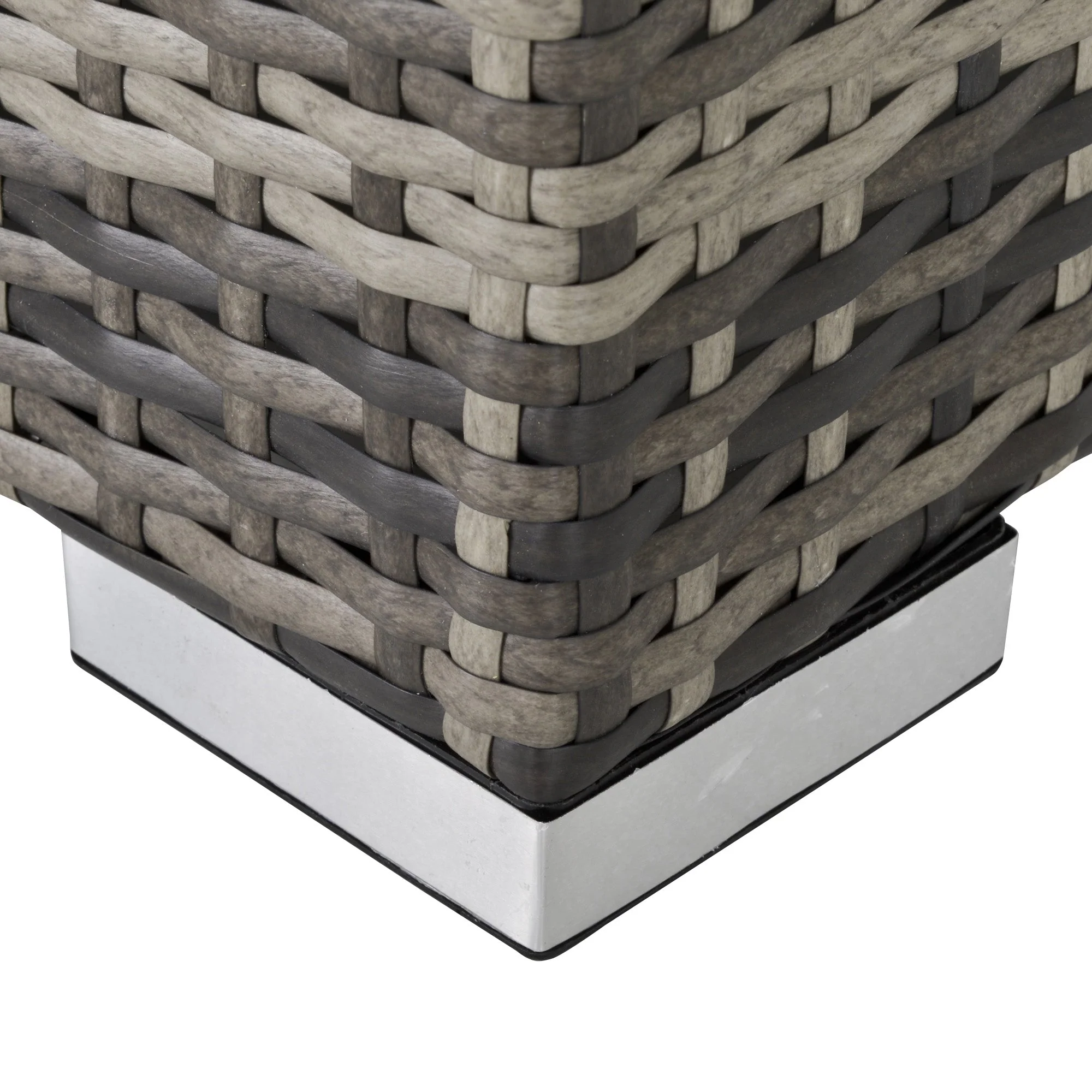 Square PE Wicker Rattan Table with Glass Top - Dark Grey - Image 9