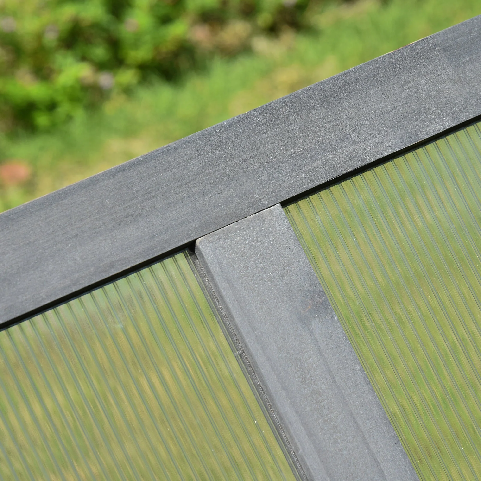 Square Wooden Outdoor Greenhouse w/ Openable Cover PC Board 100 x 65 x 40cm Grey - Image 7