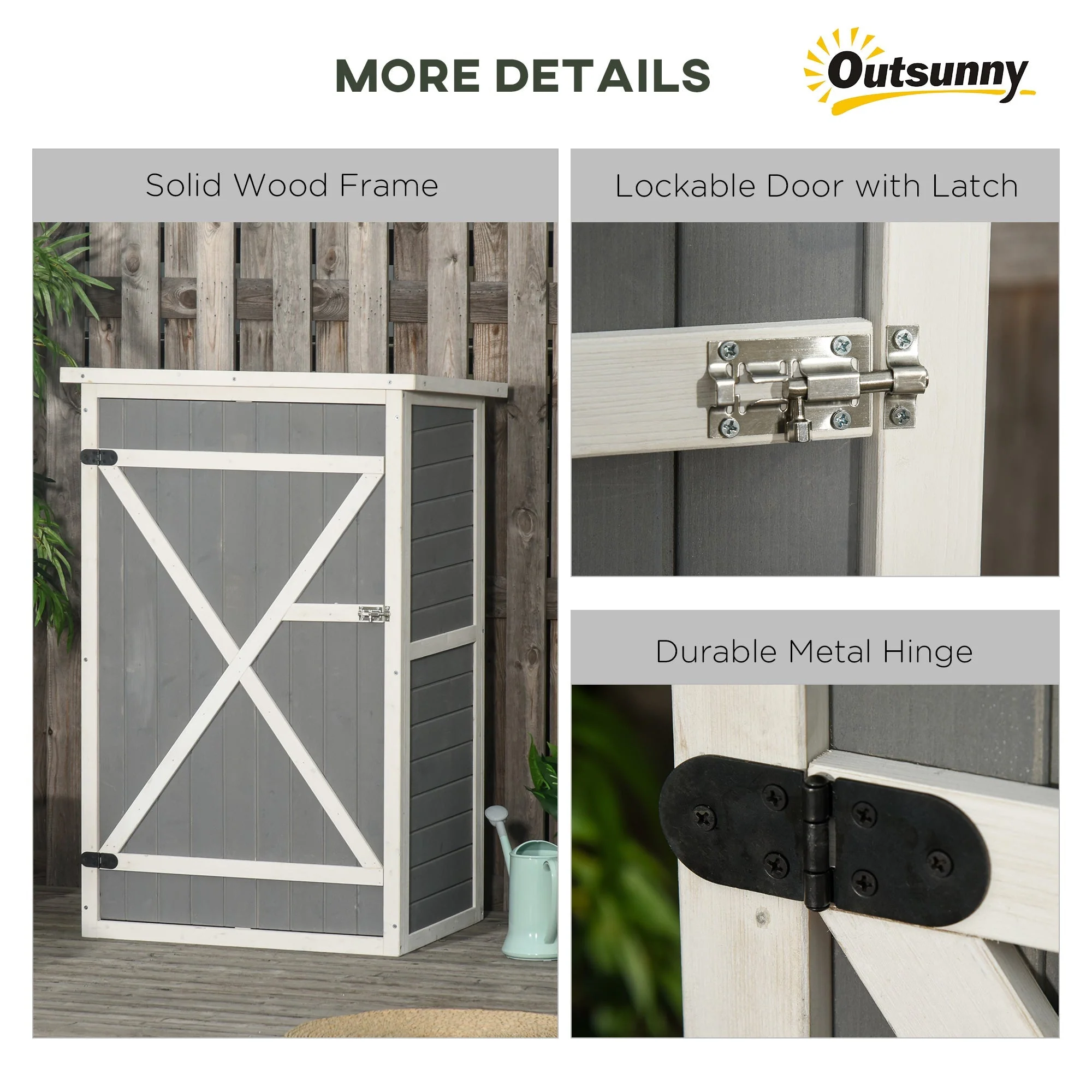 Standard 75cm Single Door Pent Garden Store With Shelves Fir Wood Grey by Steadfast - Image 6