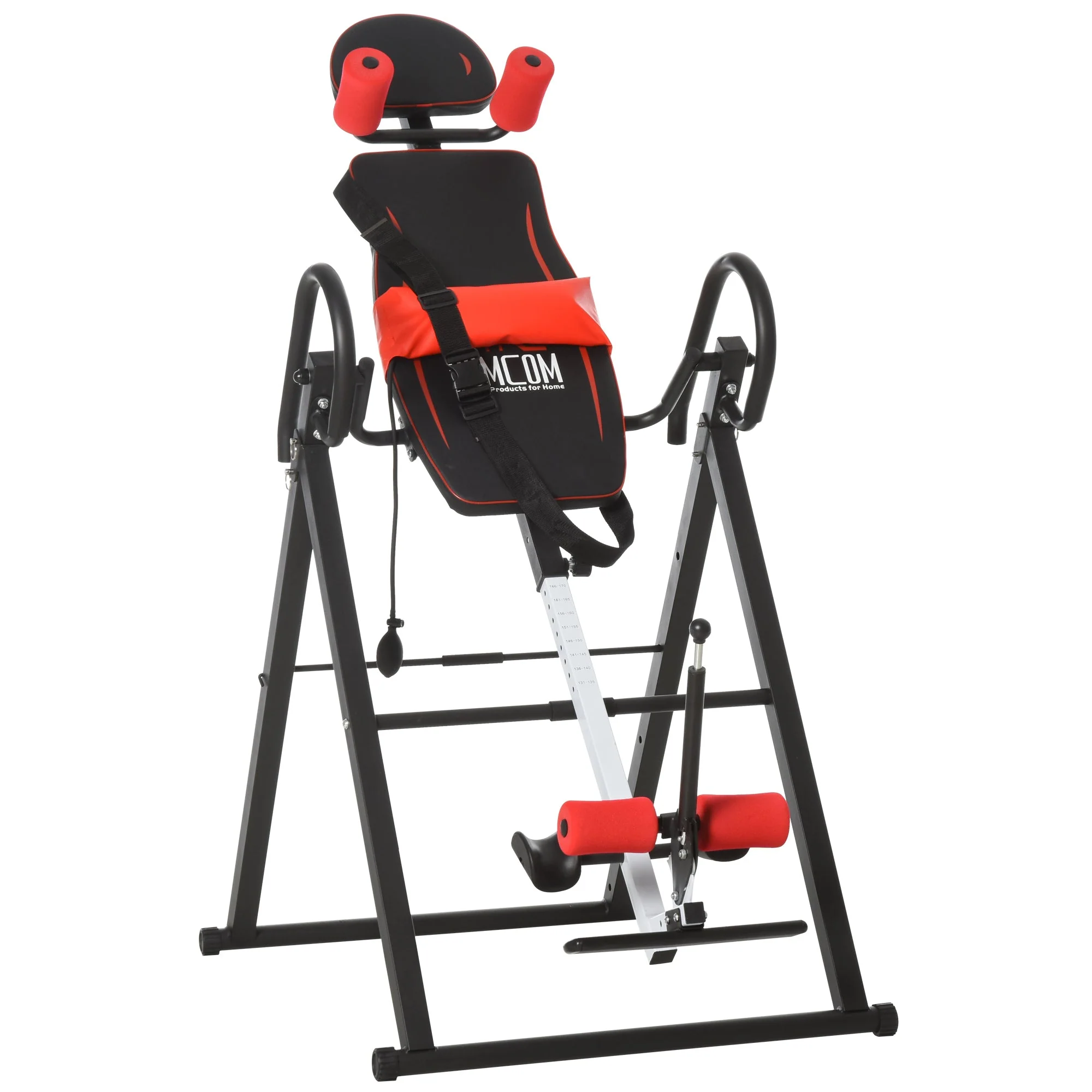 Steel Adjustable Gravity Inversion Table w/ Safety Belt Adjustable Hand Stand Home Back Stretcher Machine Red/Black - Image 9