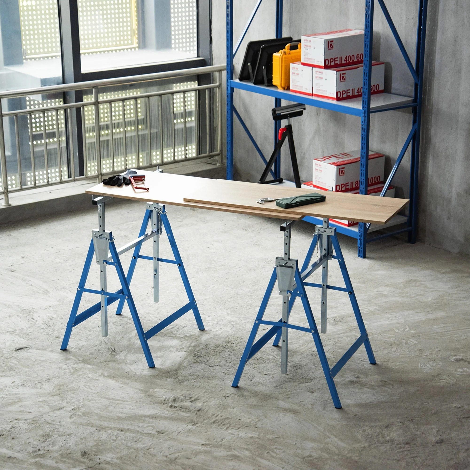 Steel Builders Twin-Set Telescopic Trestle Blue - Image 2