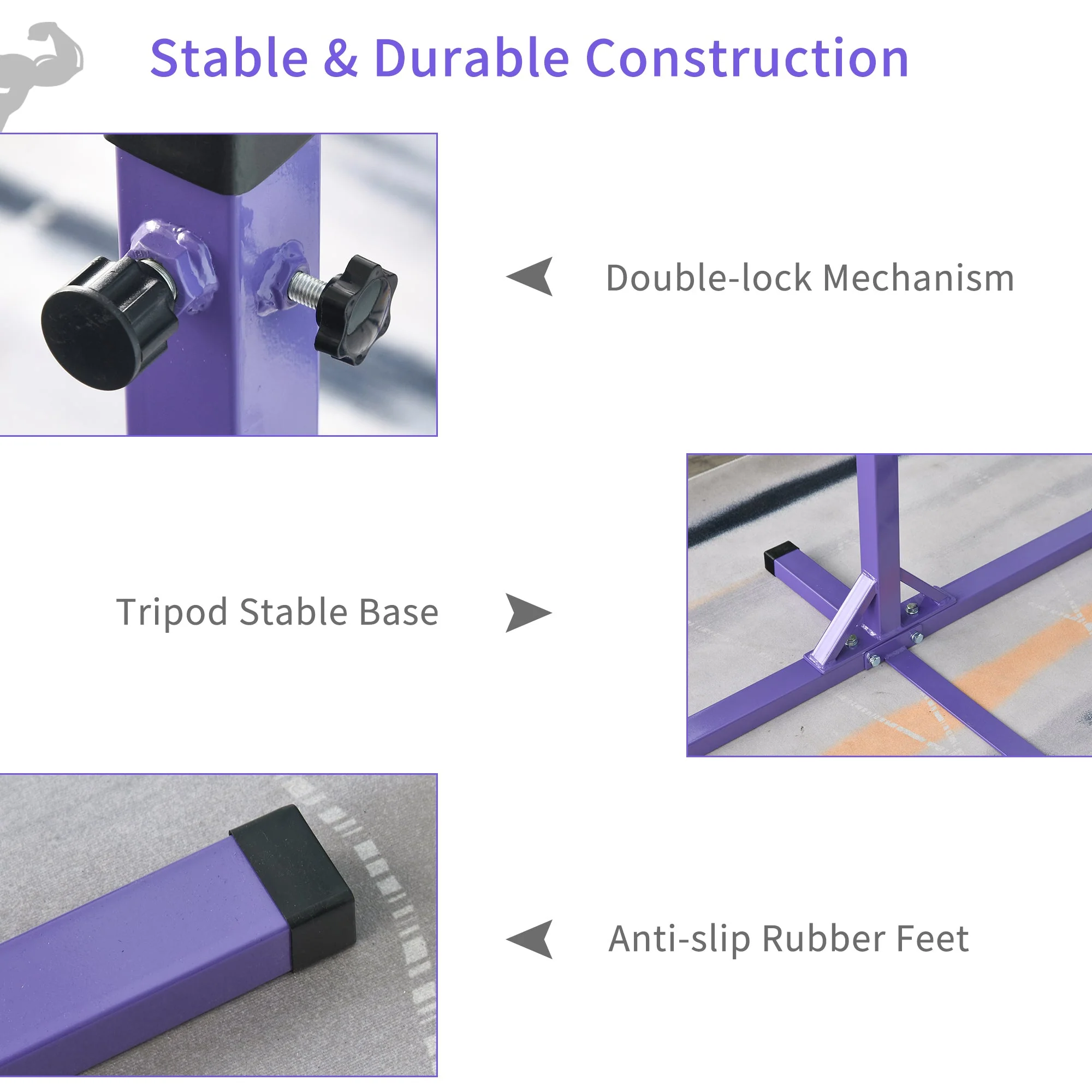 Steel Frame Adjustable Horizonal Gymnastics Bar For Kids Home Gym Training Purple - Image 5