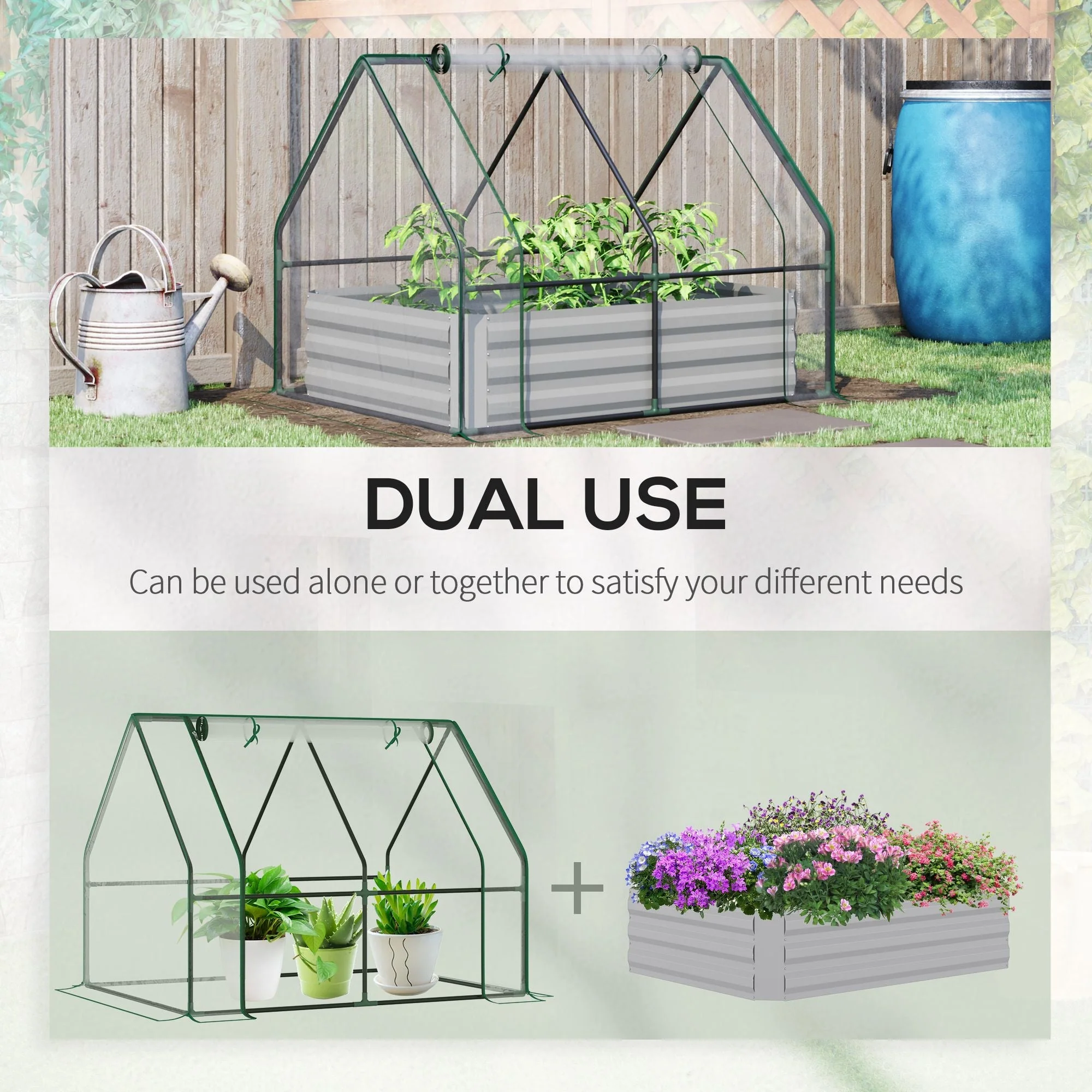 Steel Raised Garden Planter Box Kit with Greenhouse - Image 4