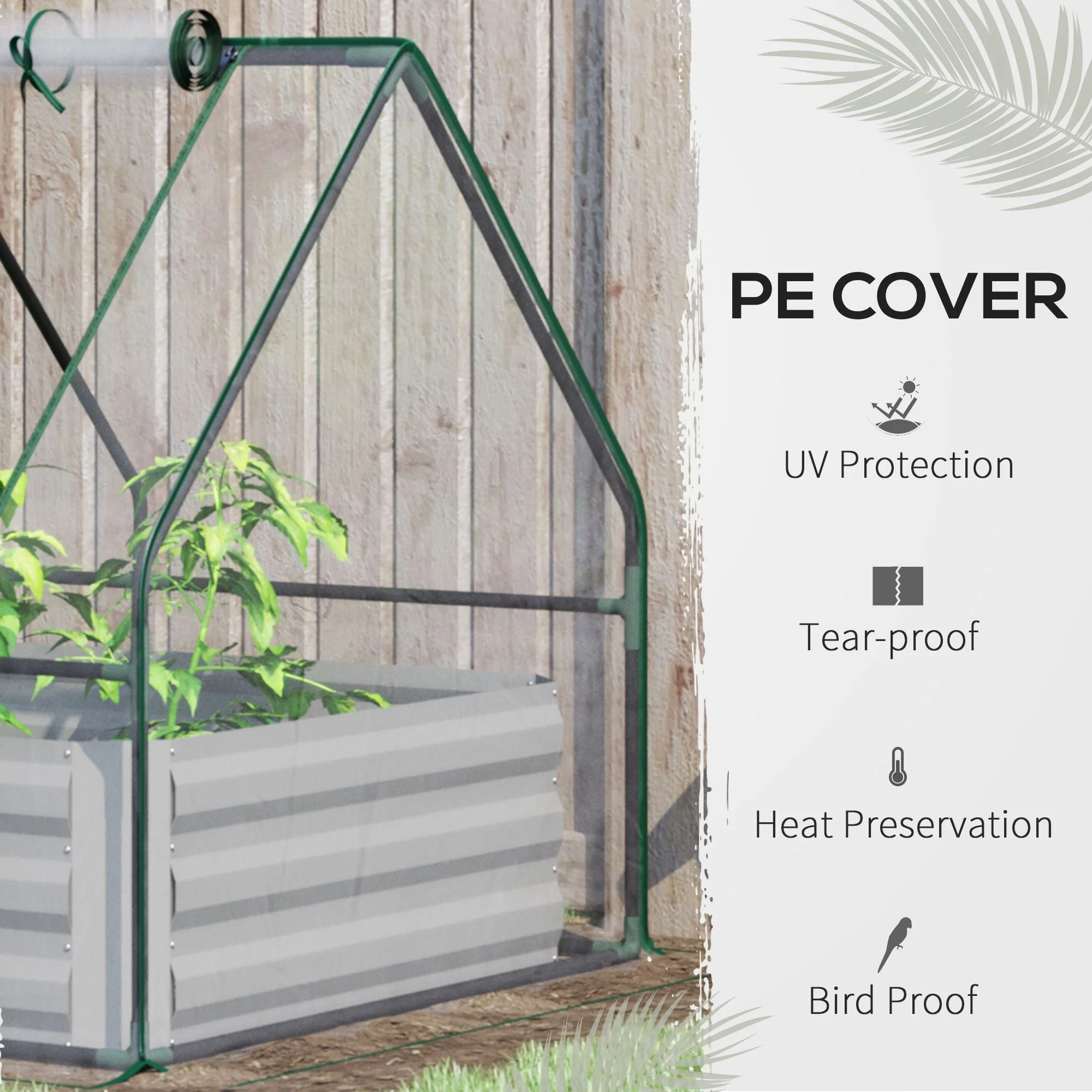Steel Raised Garden Planter Box Kit with Greenhouse - Image 6