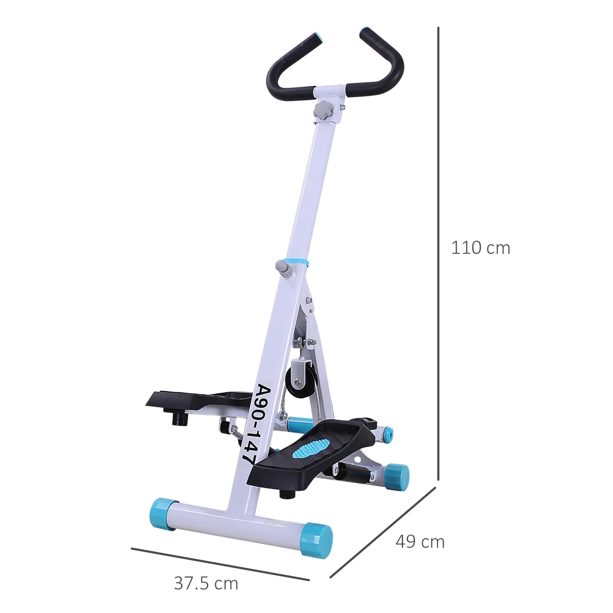 Stepper w/ Handle Hand Grip Workout Fitness Machine For Fitness Aerobic Exercise Home Gym White - Image 3