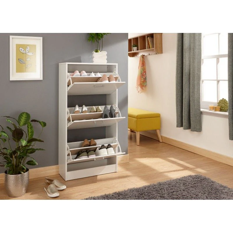 Stirling Tall Shoe Storage White 3 Doors 3 Shelves - Image 2