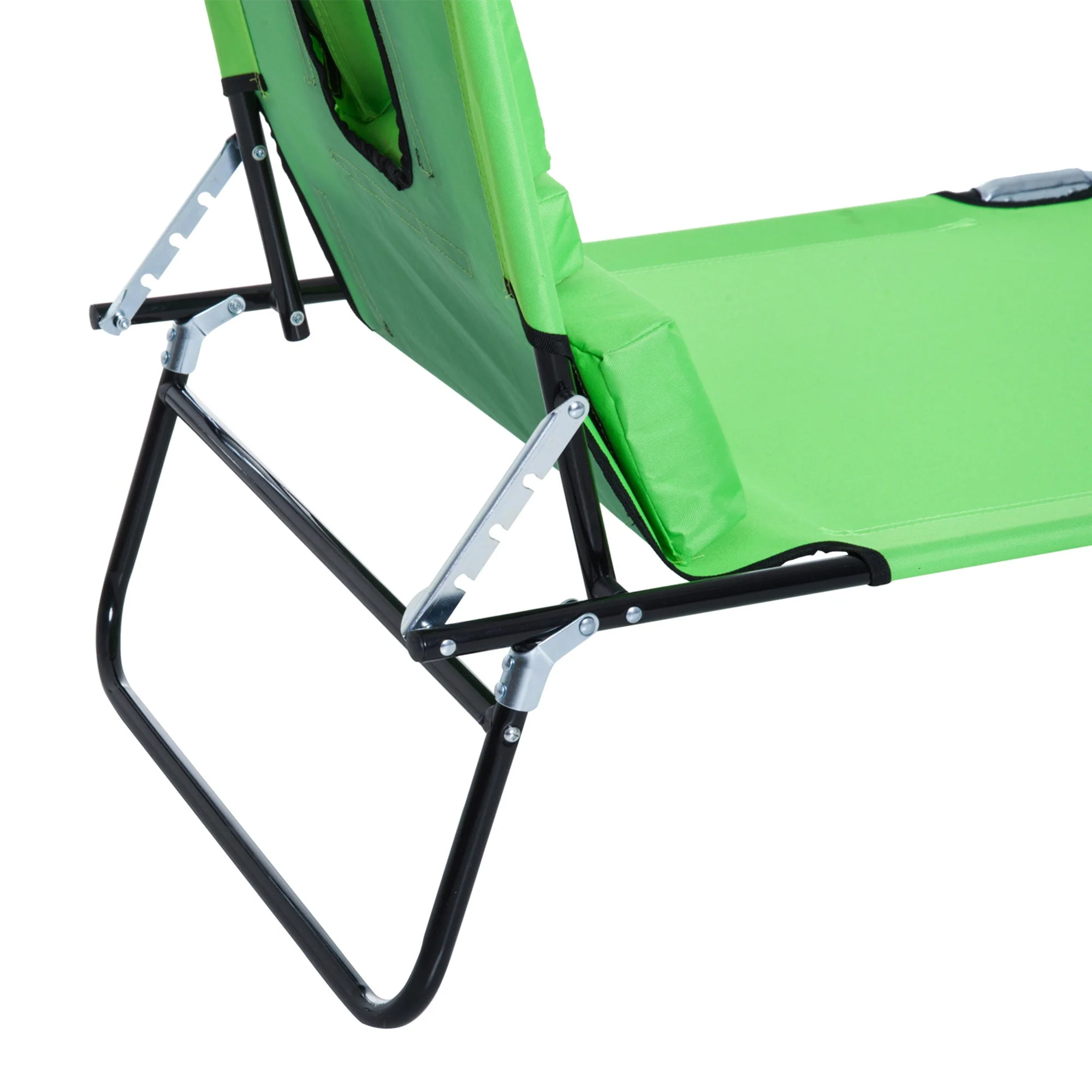 Sun Lounger Foldable Reclining Chair with Pillow and Reading Hole Garden Beach Outdoor Recliner Adjustable Green - Image 7