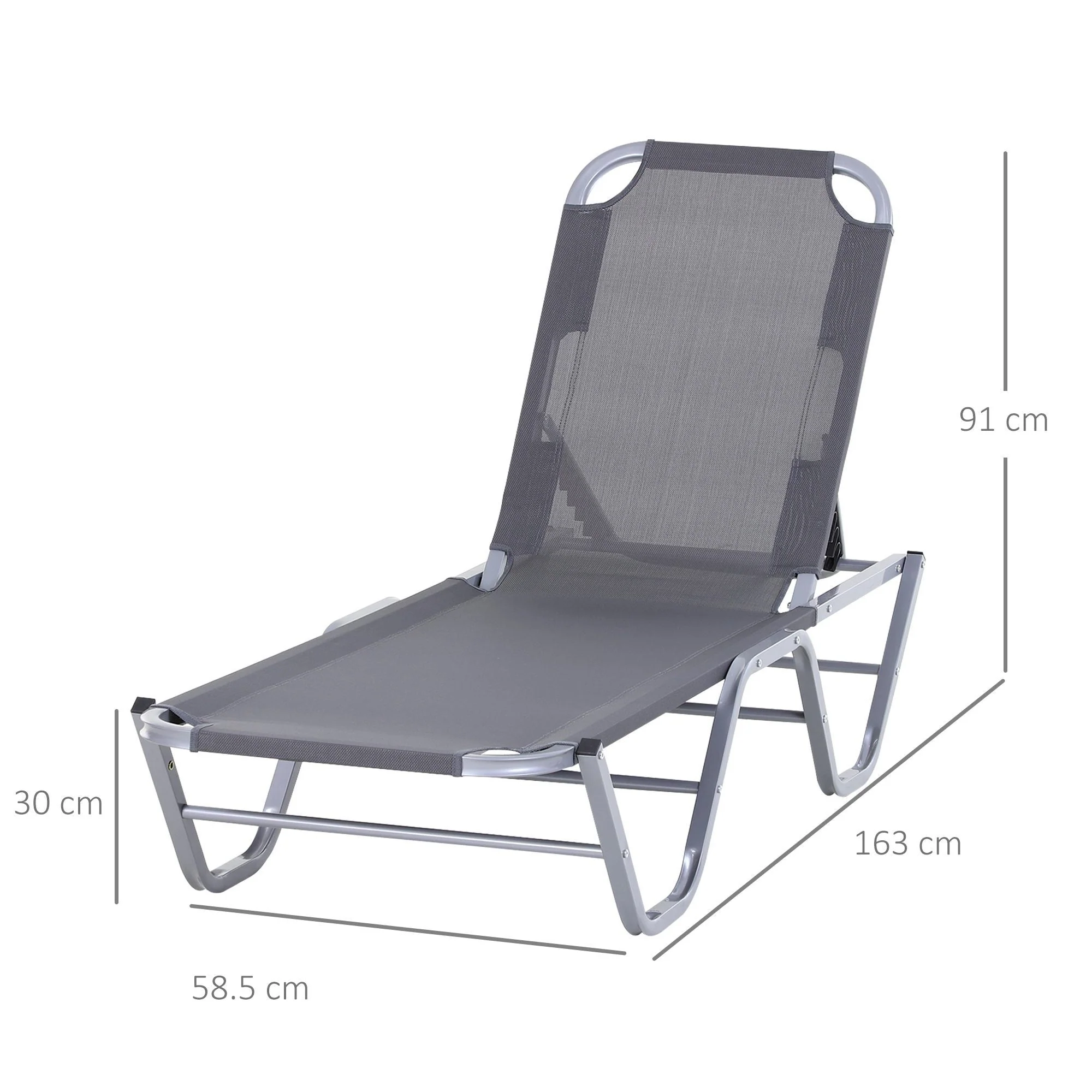 Sun Lounger Relaxer Recliner w/ 5-Position Adjustable Backrest Pool Sun Bathing - Image 3