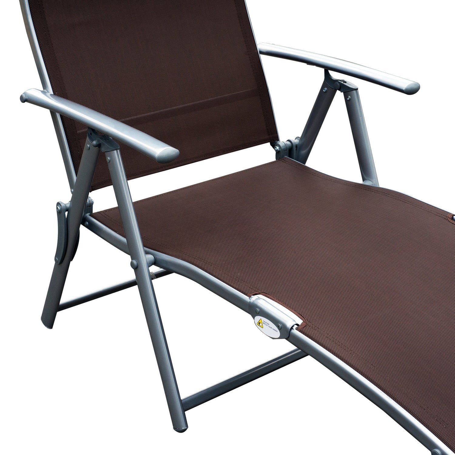 Sun Lounger Steel Frame Outdoor Folding Chaise Texteline Lounge Chair Recliner with Headrest & 7 Levels Adjustable Backrest - Image 5