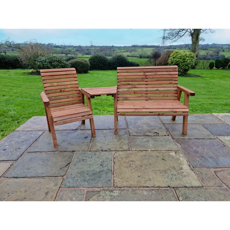 Swedish Redwood Angled Garden Tete a Tete by Croft - 3 Seats - Image 7