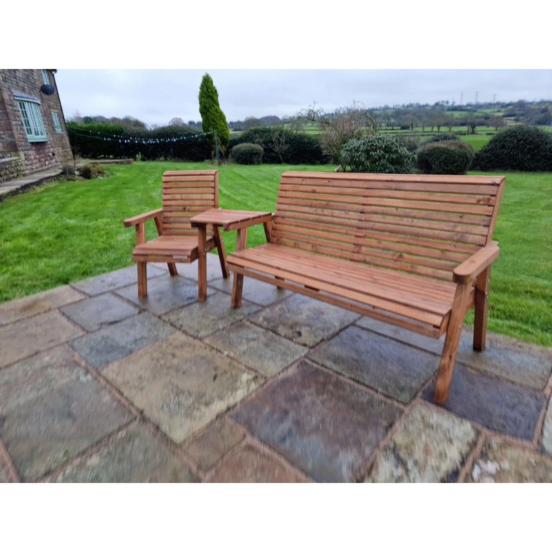 Swedish Redwood Angled Garden Tete a Tete by Croft - 4 Seats - Image 2