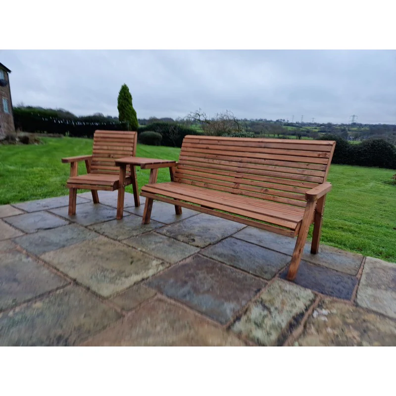 Swedish Redwood Angled Garden Tete a Tete by Croft - 4 Seats - Image 3