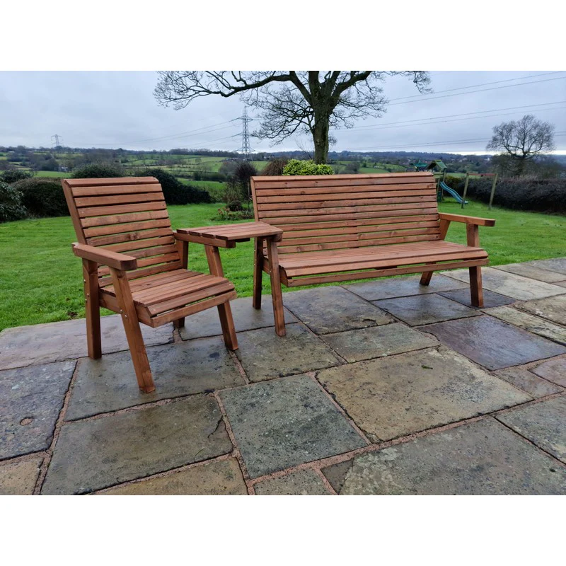 Swedish Redwood Angled Garden Tete a Tete by Croft - 4 Seats - Image 4