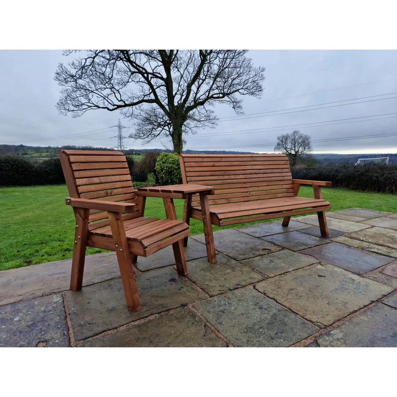Swedish Redwood Angled Garden Tete a Tete by Croft - 4 Seats - Image 5