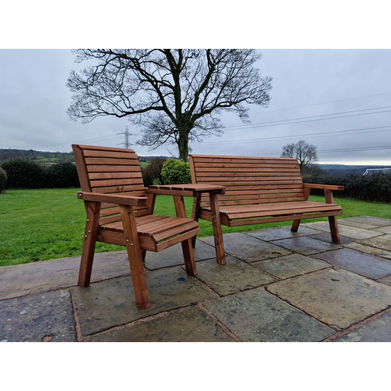 Swedish Redwood Angled Garden Tete a Tete by Croft - 4 Seats - Image 6