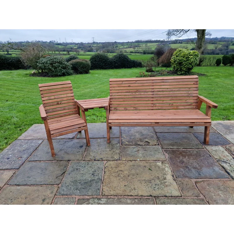Swedish Redwood Angled Garden Tete a Tete by Croft - 4 Seats - Image 7