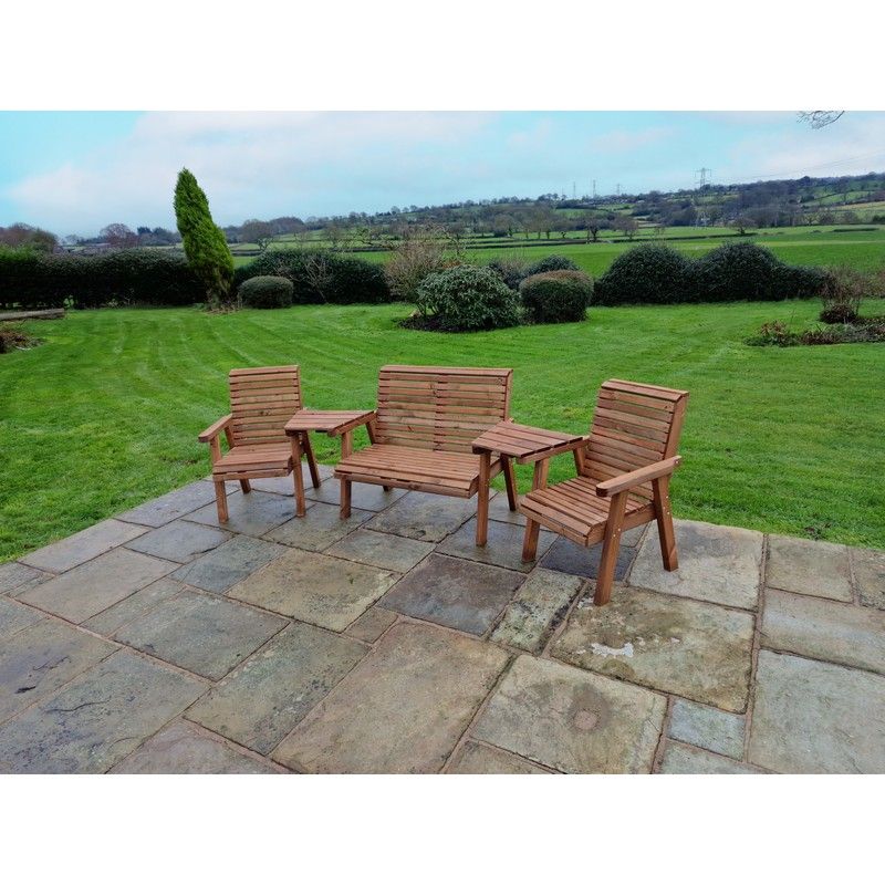 Swedish Redwood Angled Garden Tete a Tete by Croft - 4 Seats - Image 12