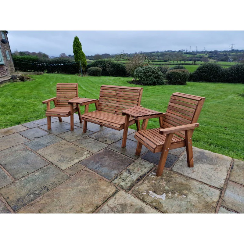 Swedish Redwood Angled Garden Tete a Tete by Croft - 4 Seats - Image 5