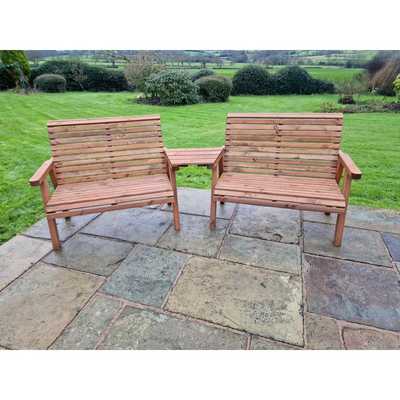 Swedish Redwood Angled Garden Tete a Tete by Croft - 4 Seats - Image 6