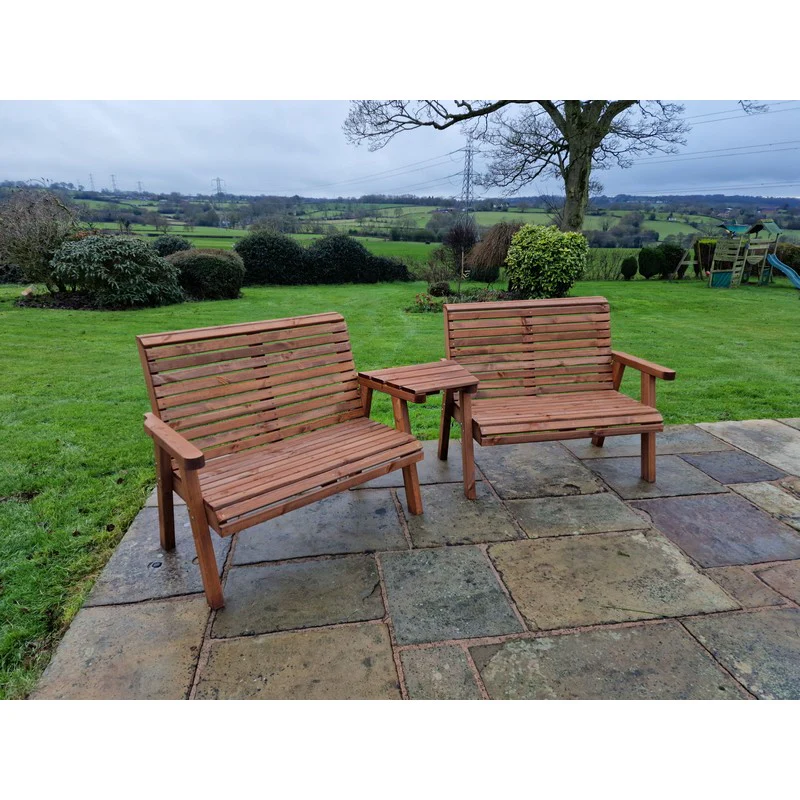Swedish Redwood Angled Garden Tete a Tete by Croft - 4 Seats - Image 8