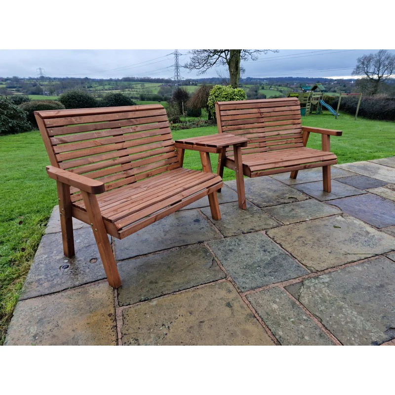 Swedish Redwood Angled Garden Tete a Tete by Croft - 4 Seats - Image 9