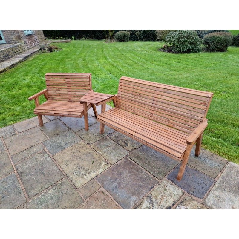 Swedish Redwood Angled Garden Tete a Tete by Croft - 5 Seats - Image 12