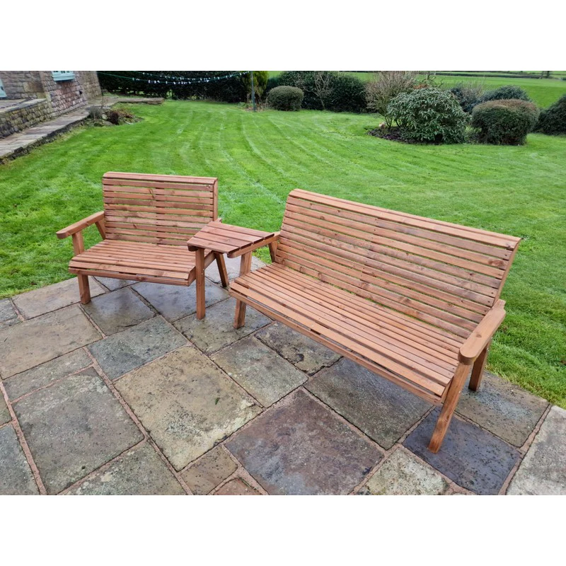 Swedish Redwood Angled Garden Tete a Tete by Croft - 5 Seats - Image 8