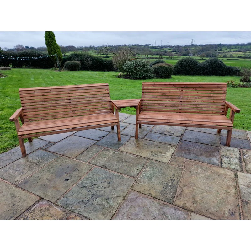 Swedish Redwood Angled Garden Tete a Tete by Croft - 6 Seats - Image 4