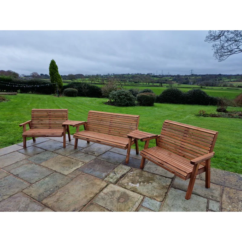 Swedish Redwood Angled Garden Tete a Tete by Croft - 7 Seats - Image 3