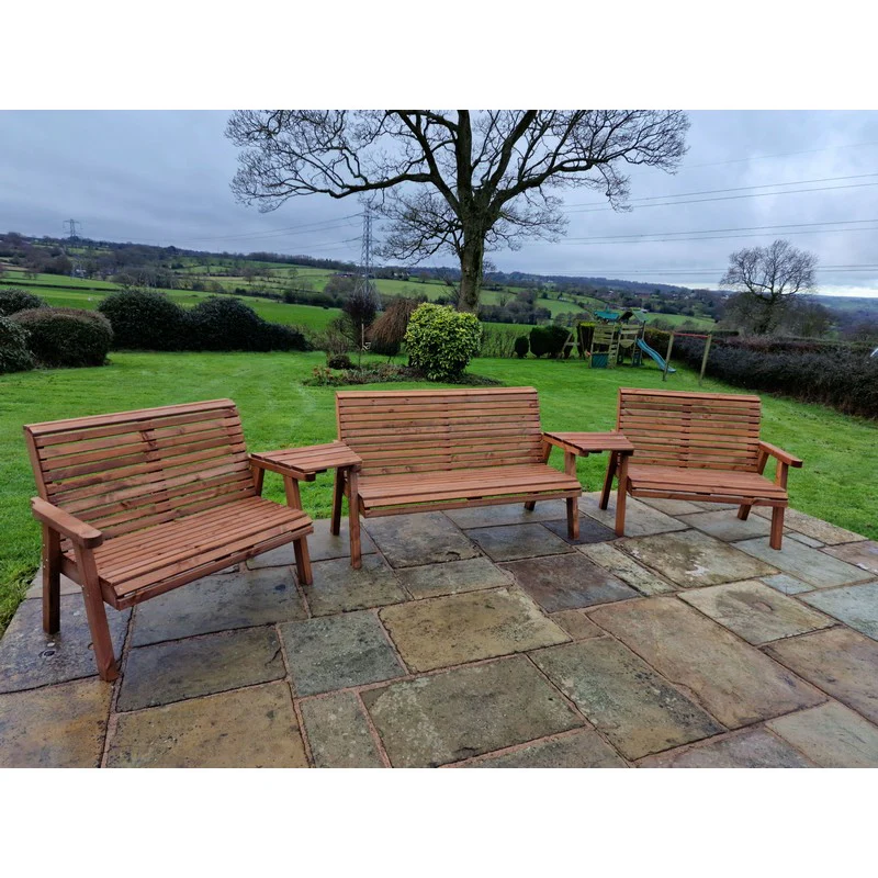 Swedish Redwood Angled Garden Tete a Tete by Croft - 7 Seats - Image 9