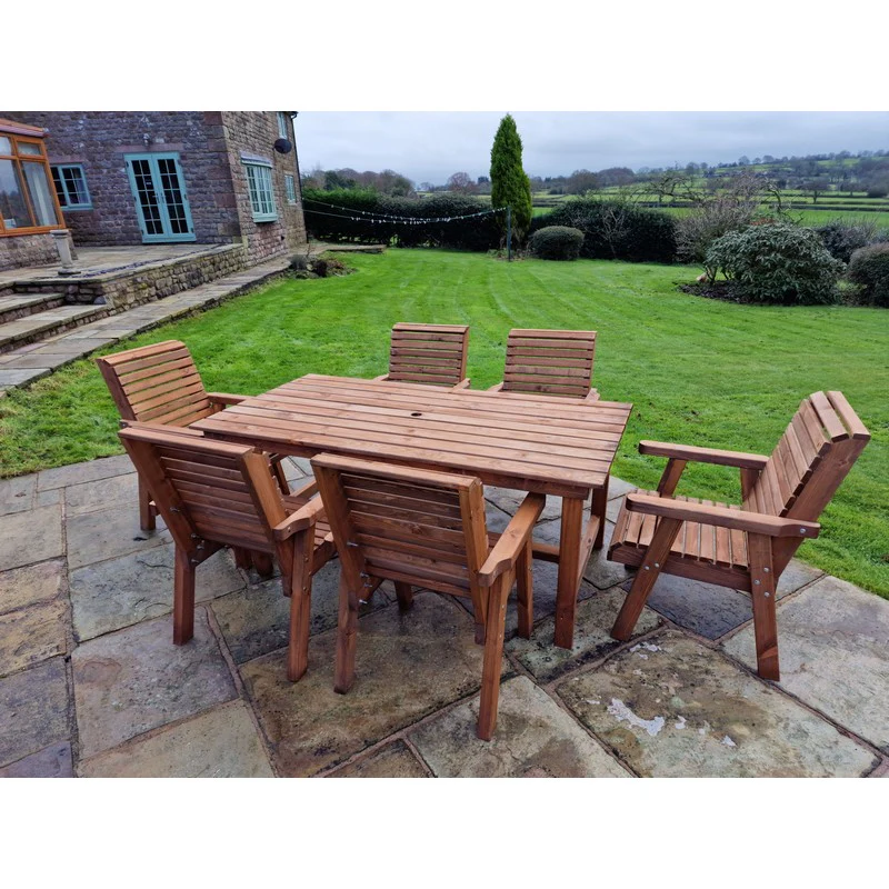 Swedish Redwood Garden Furniture Set by Croft - 6 Seats - Image 2