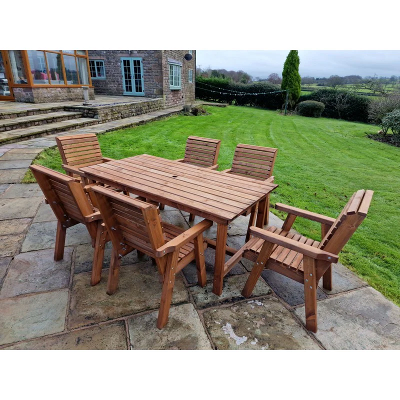 Swedish Redwood Garden Furniture Set by Croft - 6 Seats - Image 9
