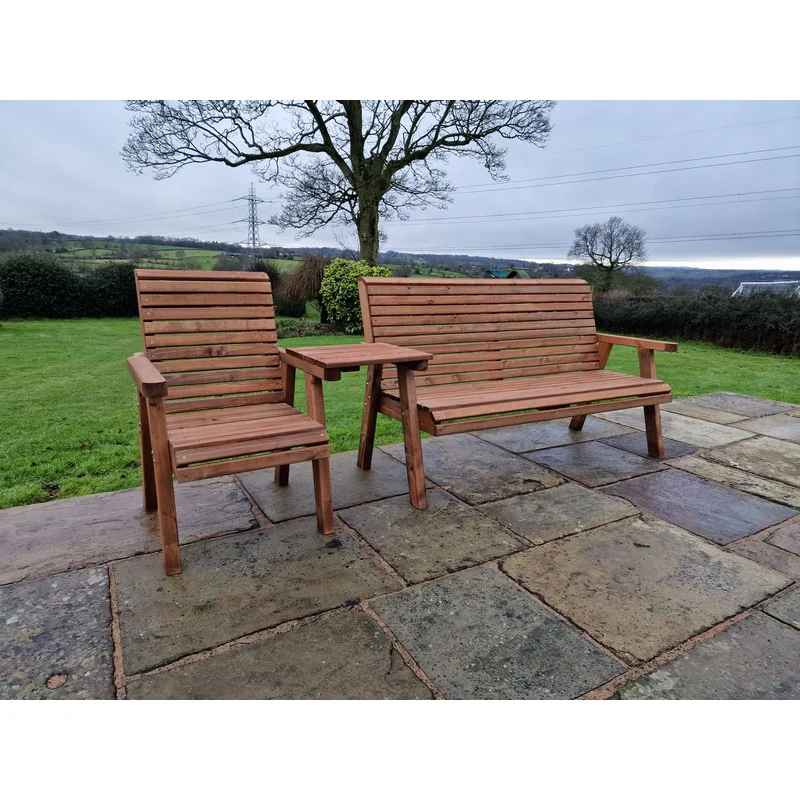 Swedish Redwood Straight Garden Tete a Tete by Croft - 4 Seats - Image 5